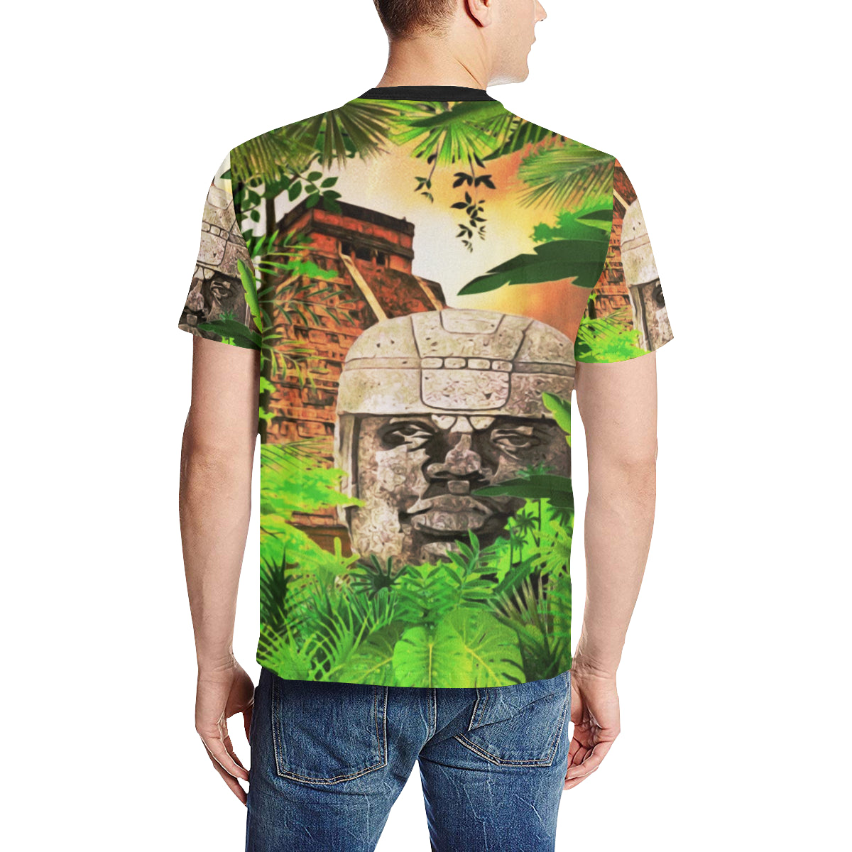 THE NOTORIOUS OLMEC Men's All Over Print T-Shirt (Solid Color Neck) (Model T63)