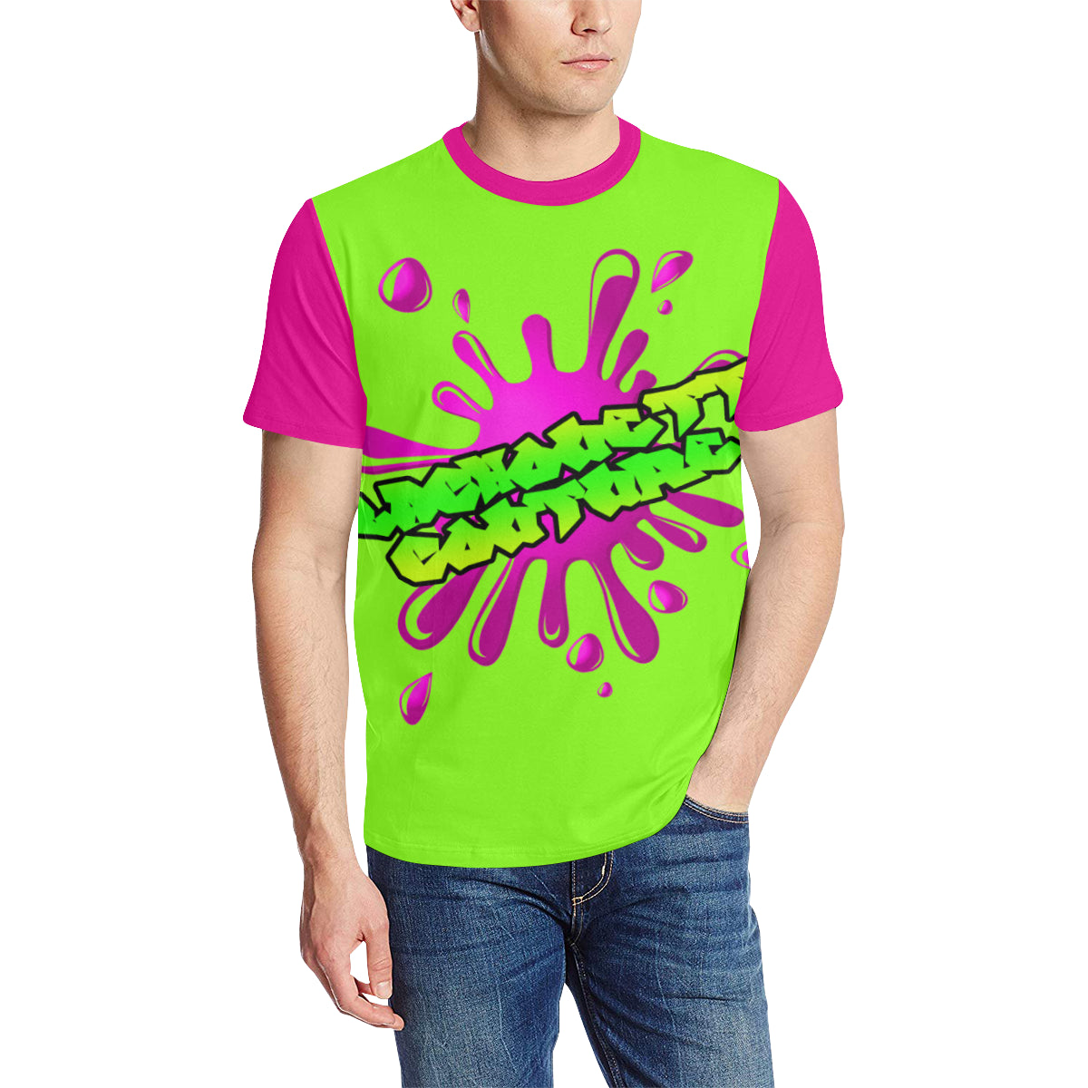 SPLASH OUT RF Men's All Over Print T-Shirt (Solid Color Neck) (Model T63)