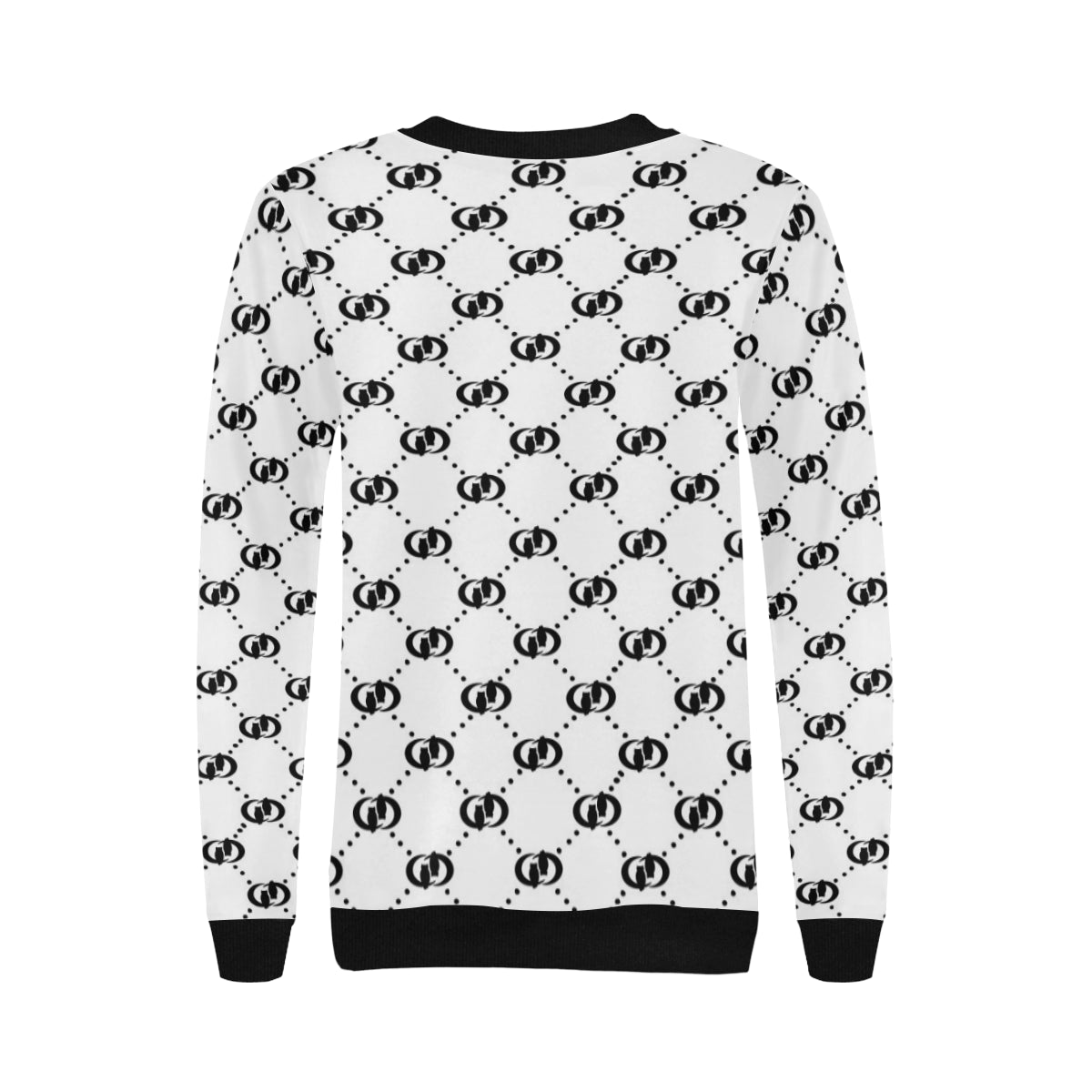 EXCELLENGE BLACC Women's Rib Cuff Crew Neck Sweatshirt (Model H34)