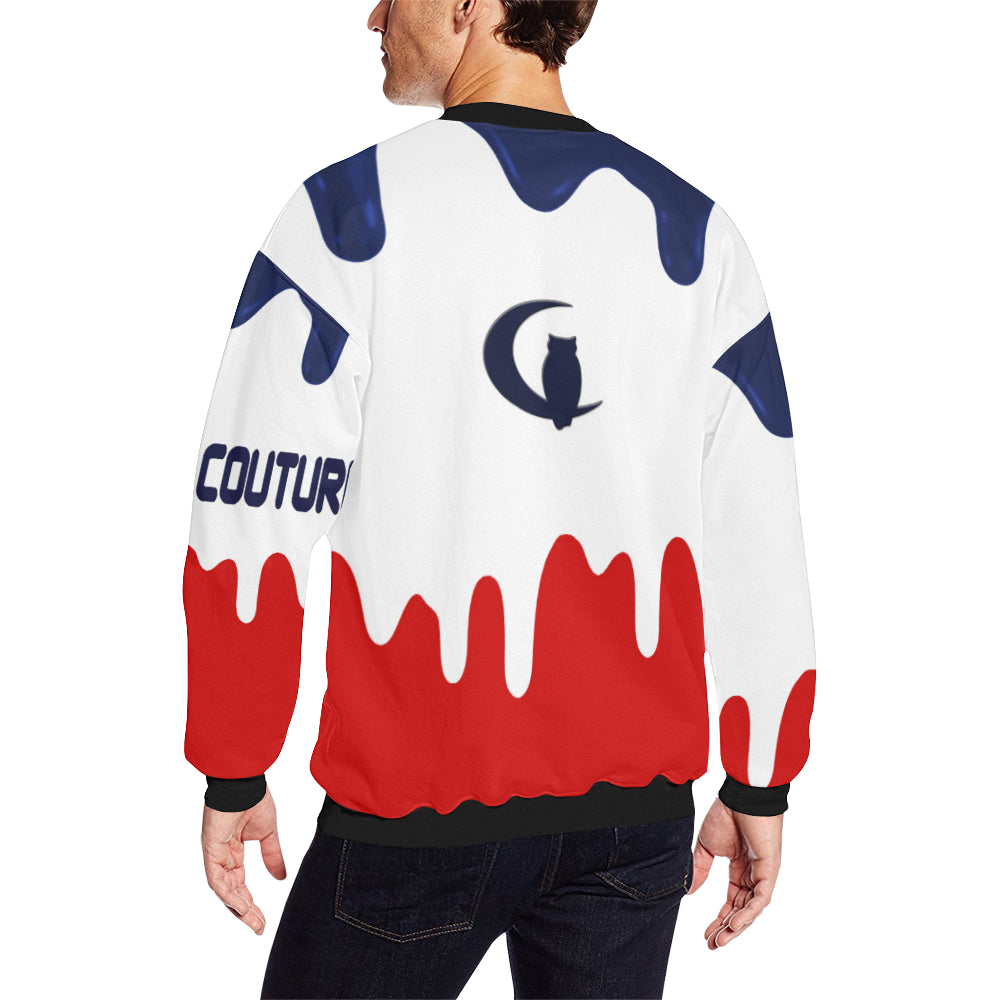 LACHOUETT BLUE DRIP Men's Oversized Fleece Crew Sweatshirt