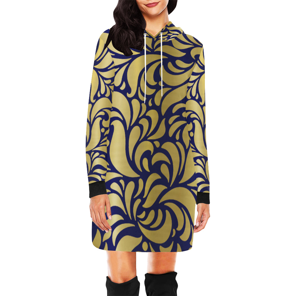 THE GORGIOUS LEAF All Over Print Hoodie Mini Dress (Model H27)