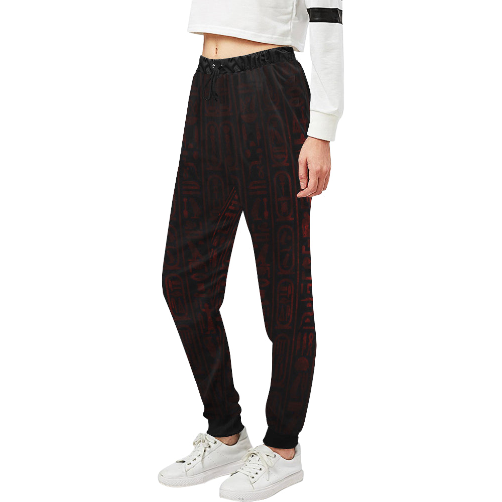 HIEROGLYH RED Women's All Over Print Sweatpants (Model L11)