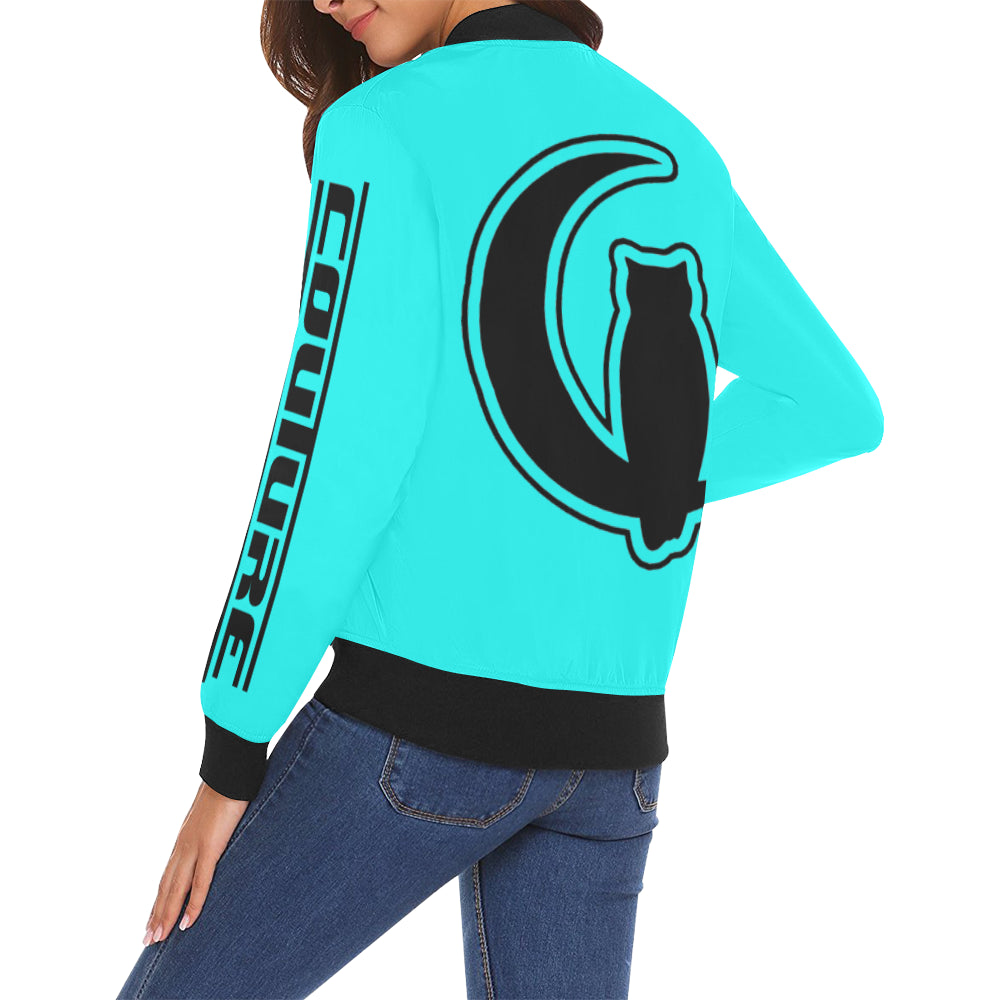 BLACC BORDER TRQSE All Over Print Bomber Jacket for Women