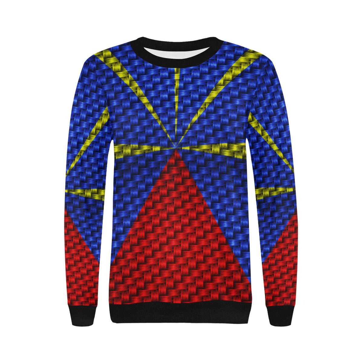 LA REUNION FLAG Women's Rib Cuff Crew Neck Sweatshirt (Model H34)