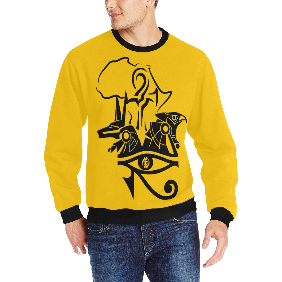 ANUBIS AND HERU YLW Men's Rib Cuff Crew Neck Sweatshirt