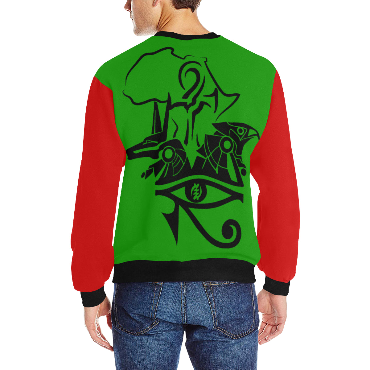 ANUBIS AND HERU RBG Men's Rib Cuff Crew Neck Sweatshirt