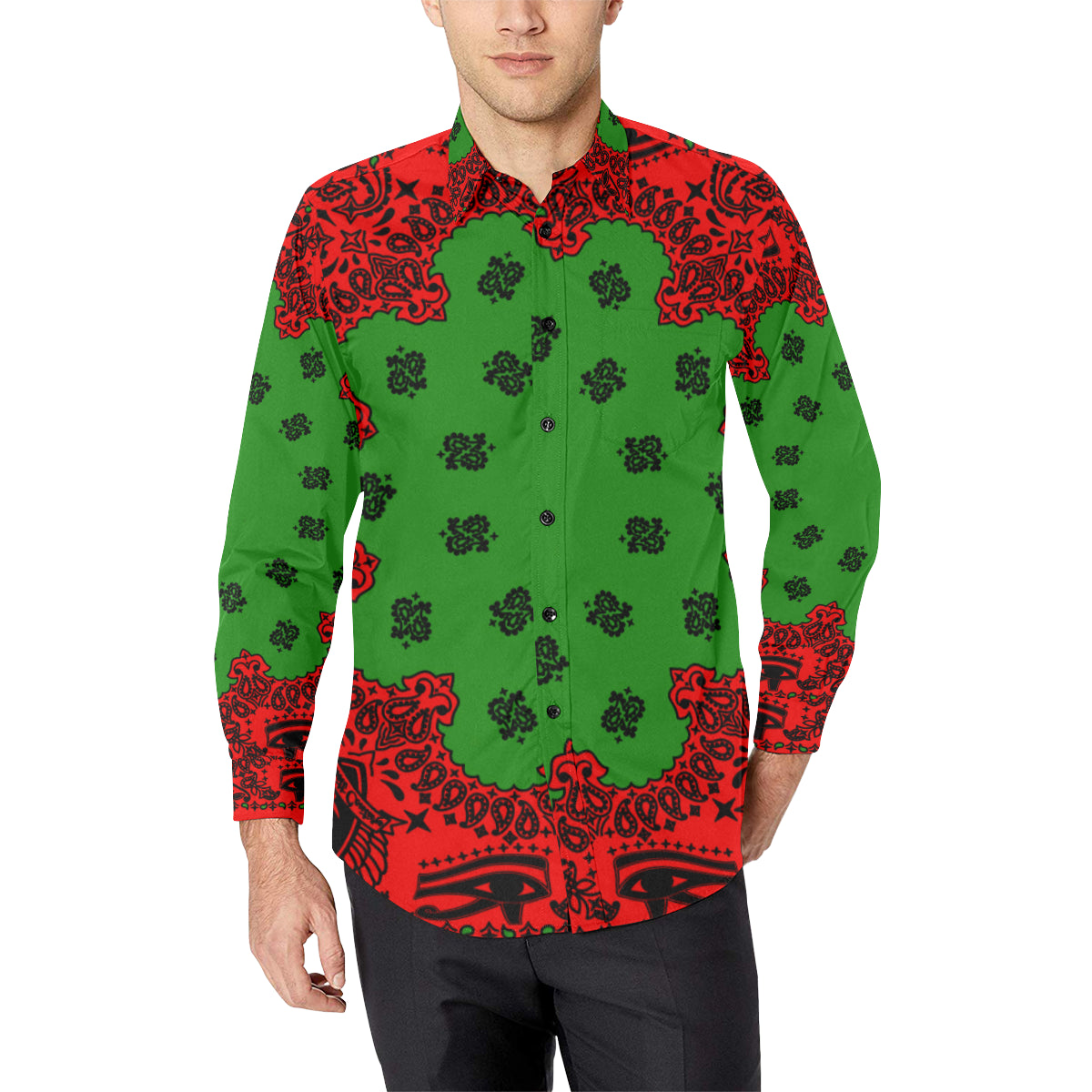 BANDANA RBG Men's All Over Print Casual Dress Shirt