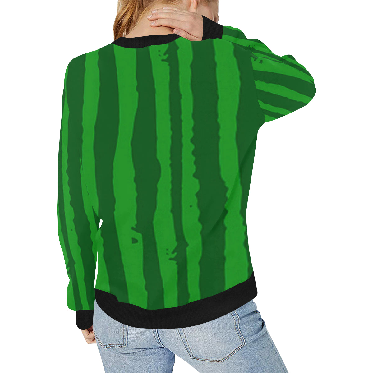 watermelon Women's Rib Cuff Crew Neck Sweatshirt