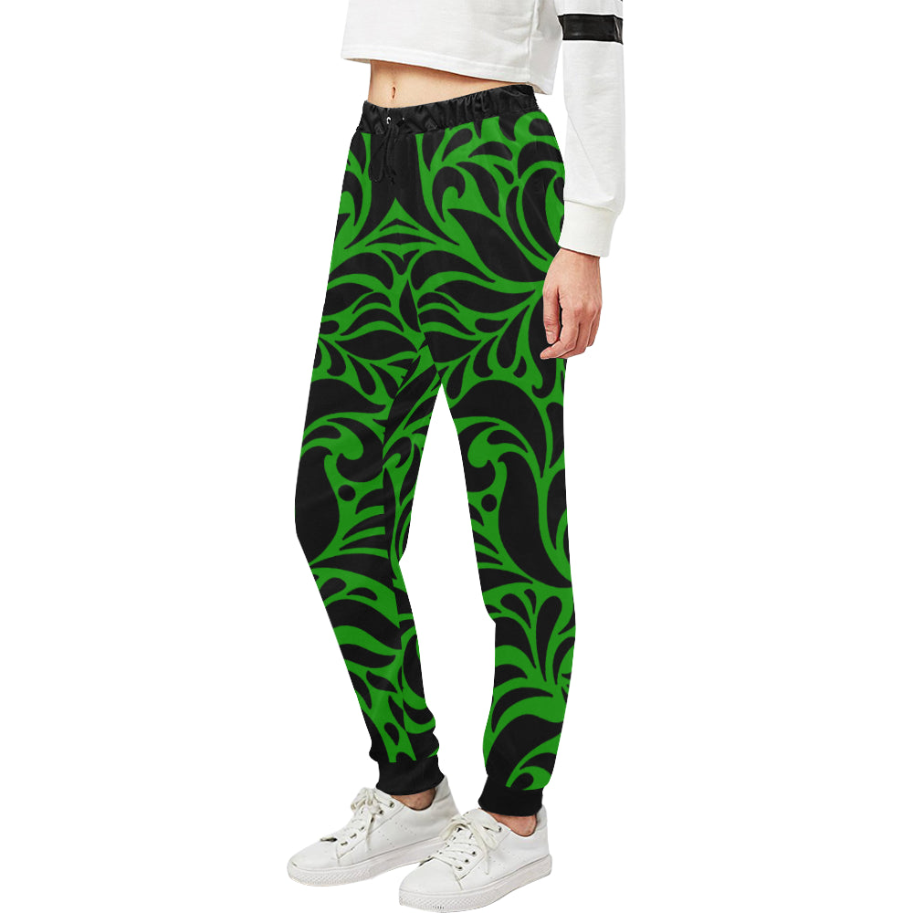 GORGIOUS LEAF GREEN Women's All Over Print Sweatpants (Model L11)