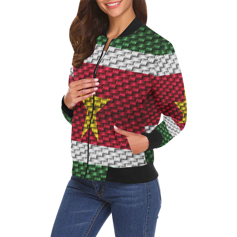 SURINAME FLAG All Over Print Bomber Jacket for Women (Model H19)