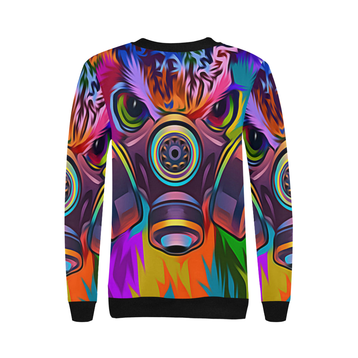 TOXIC COLORS Women's Rib Cuff Crew Neck Sweatshirt (Model H34)