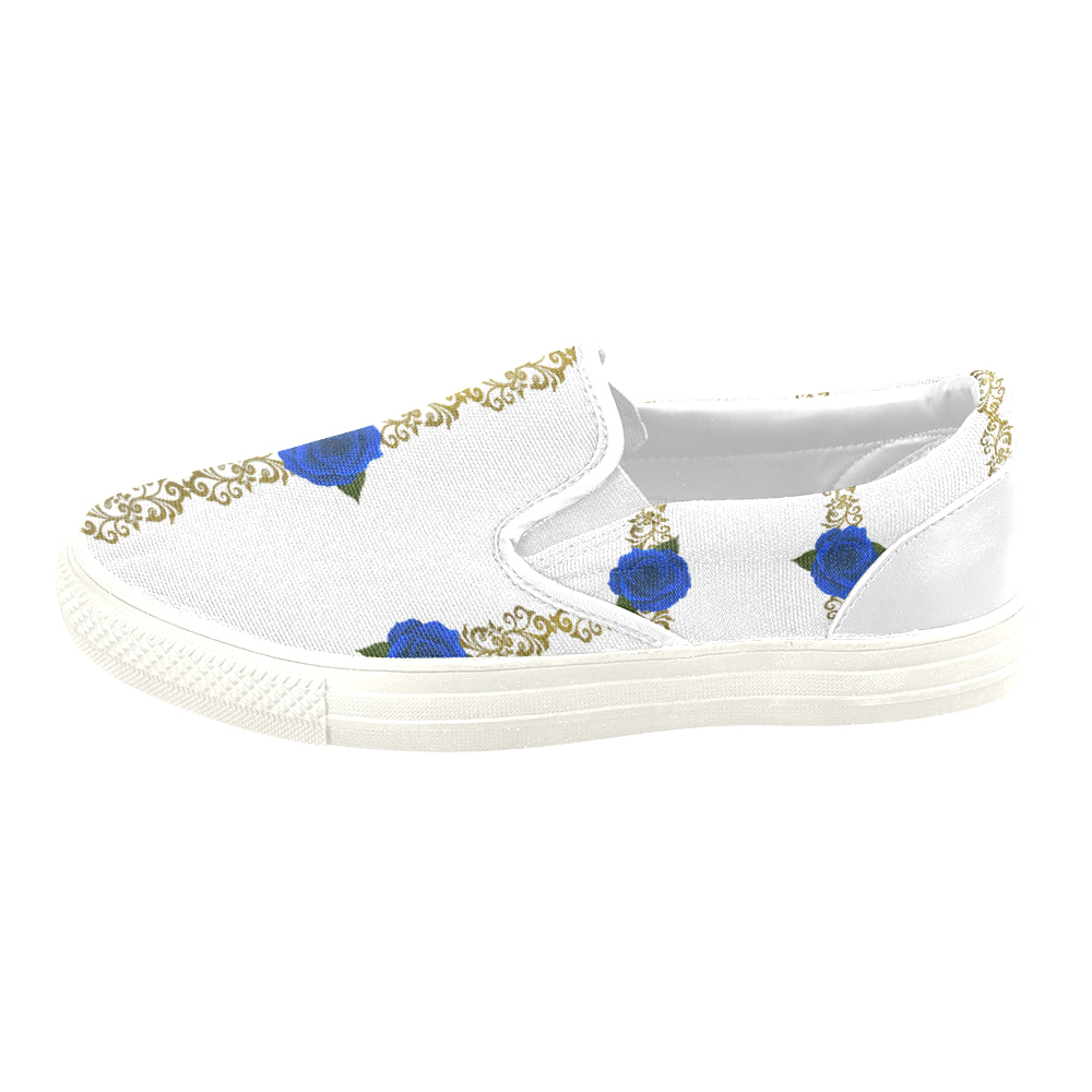 BLUE ROSES  Unusual Slip-on Canvas Shoes