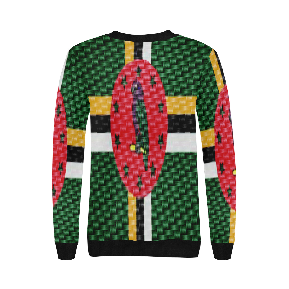 DOMINICA FLAG Women's Rib Cuff Crew Neck Sweatshirt