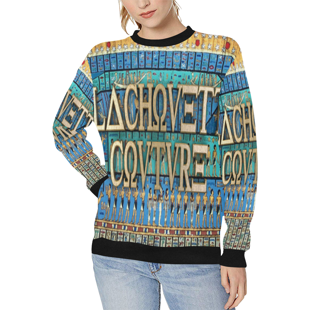 THE NUN Women's Rib Cuff Crew Neck Sweatshirt (Model H34)