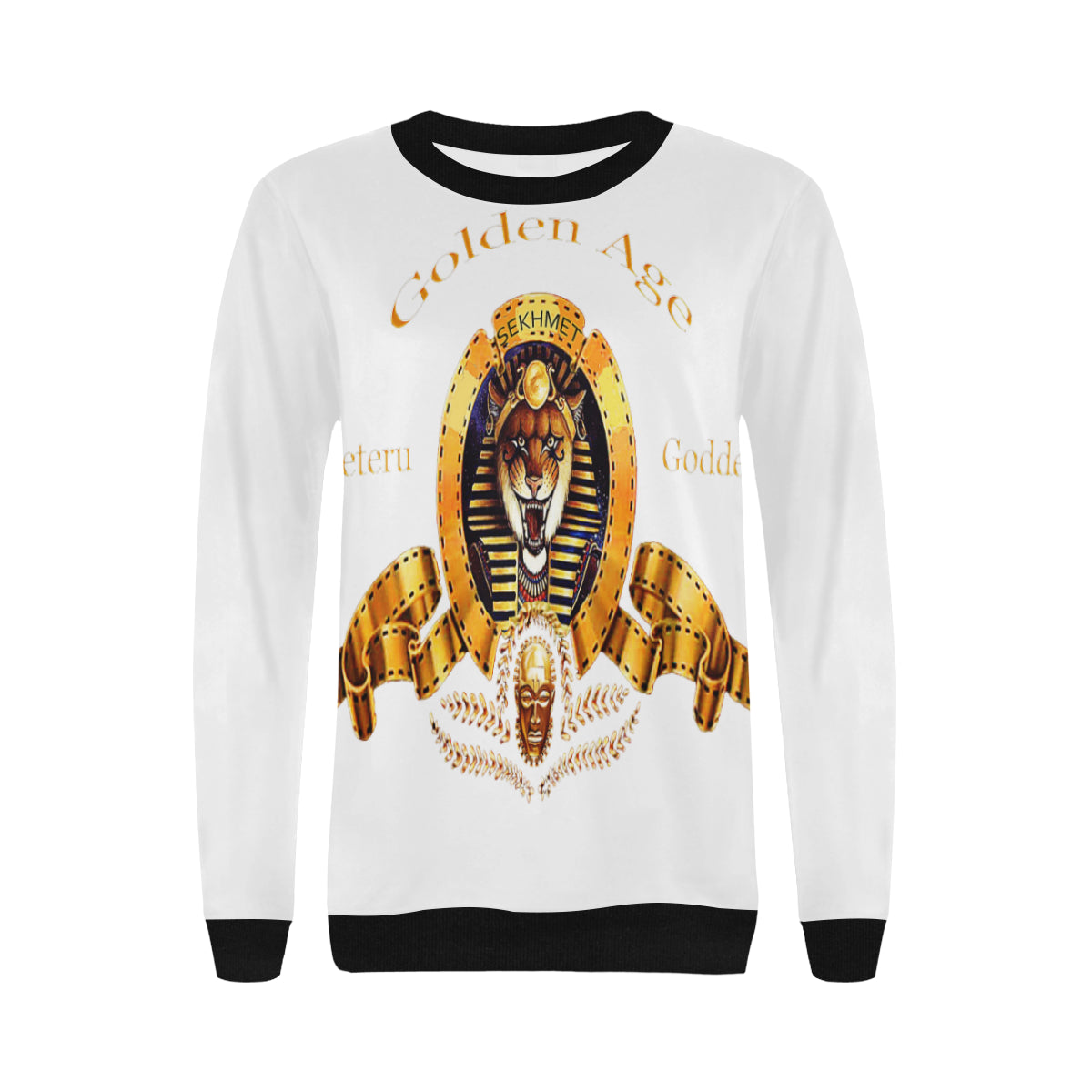 SEKHMET GODDESS Women's Rib Cuff Crew Neck Sweatshirt (Model H34)