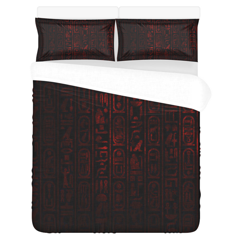 HIEROGLYH RED 3-Piece Bedding Set
