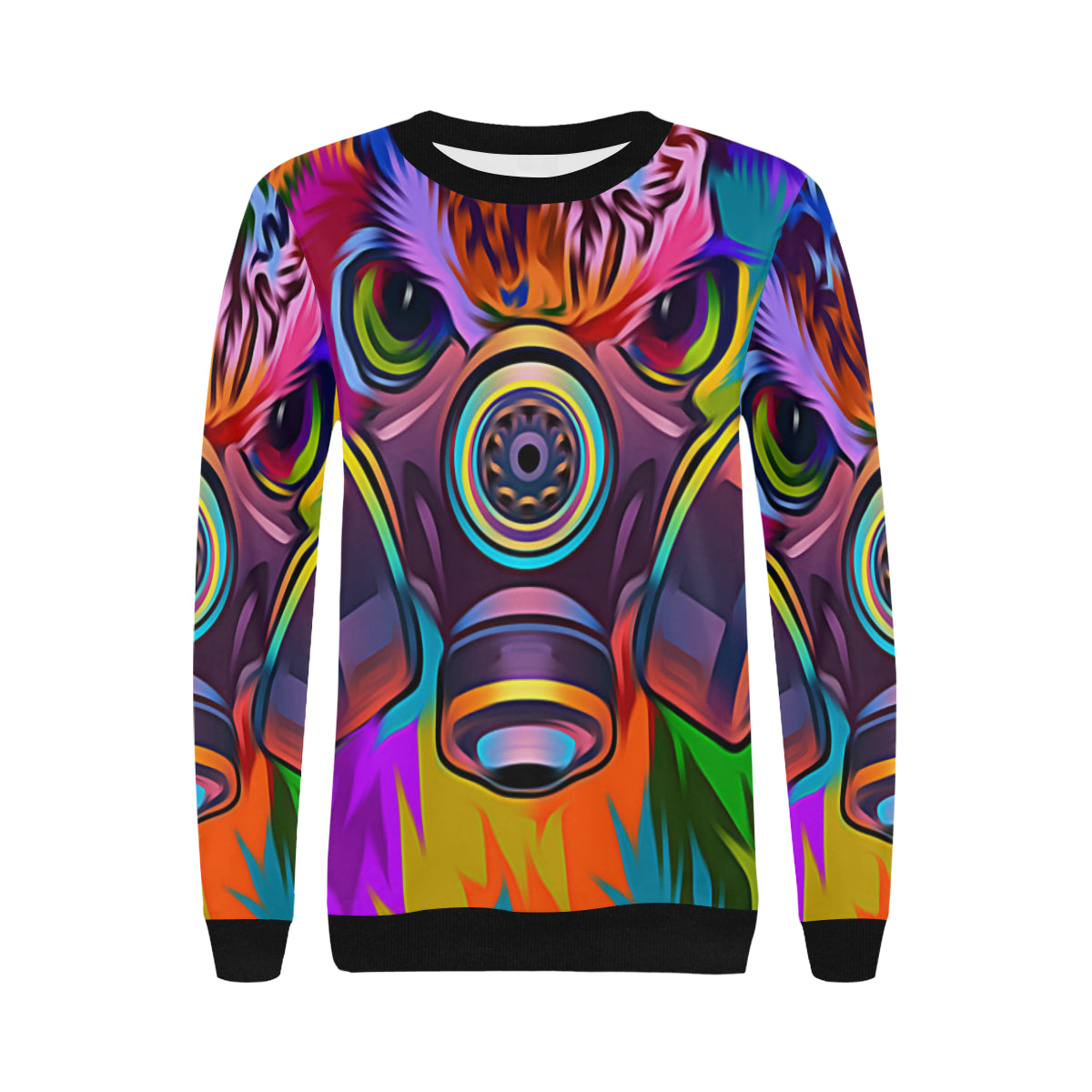 TOXIC COLORS Women's Rib Cuff Crew Neck Sweatshirt (Model H34)
