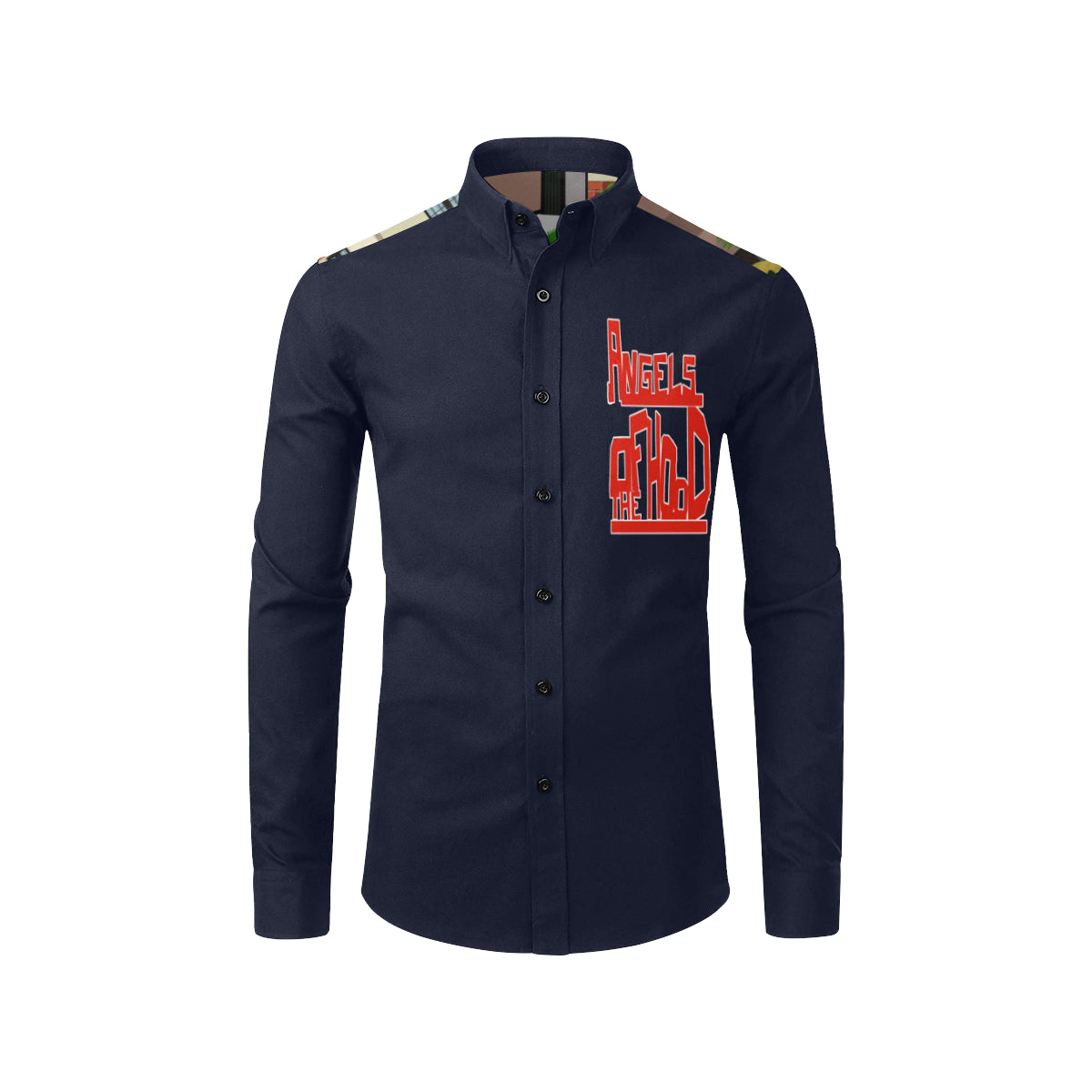 ANGEL OF THE HOOD Men's All Over Print Casual Dress Shirt