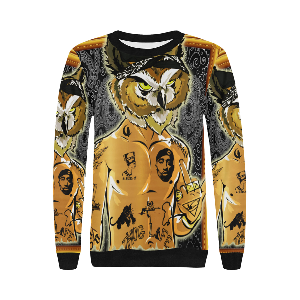 2PAC CHOUETT Women's Rib Cuff Crew Neck Sweatshirt