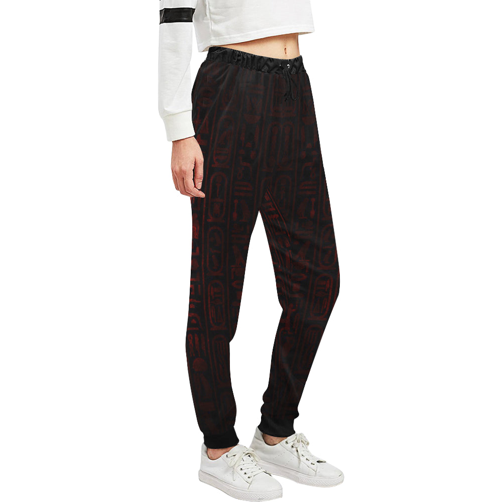HIEROGLYH RED Women's All Over Print Sweatpants (Model L11)