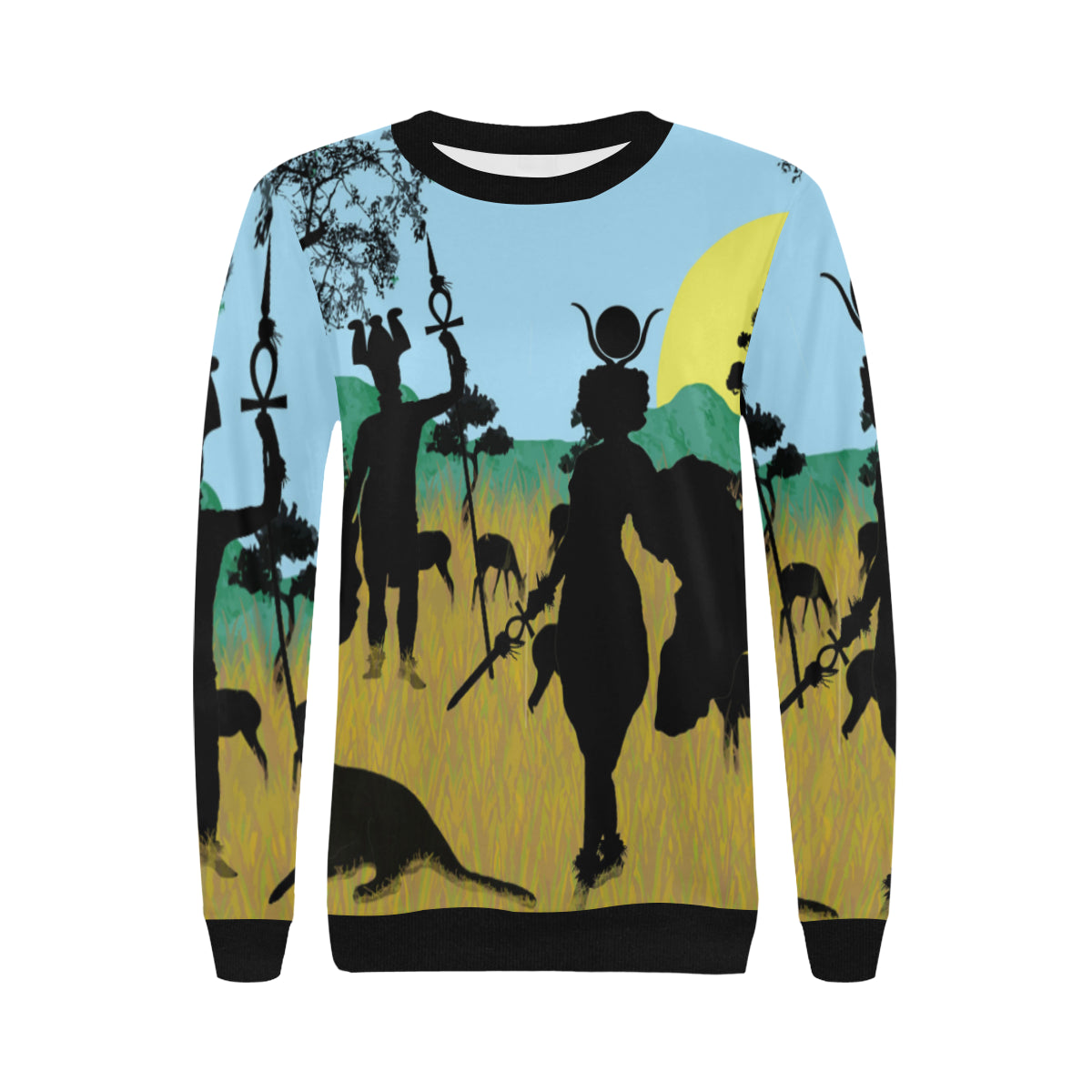 SAFARI NTR WARRIOR Women's Rib Cuff Crew Neck Sweatshirt (Model H34)