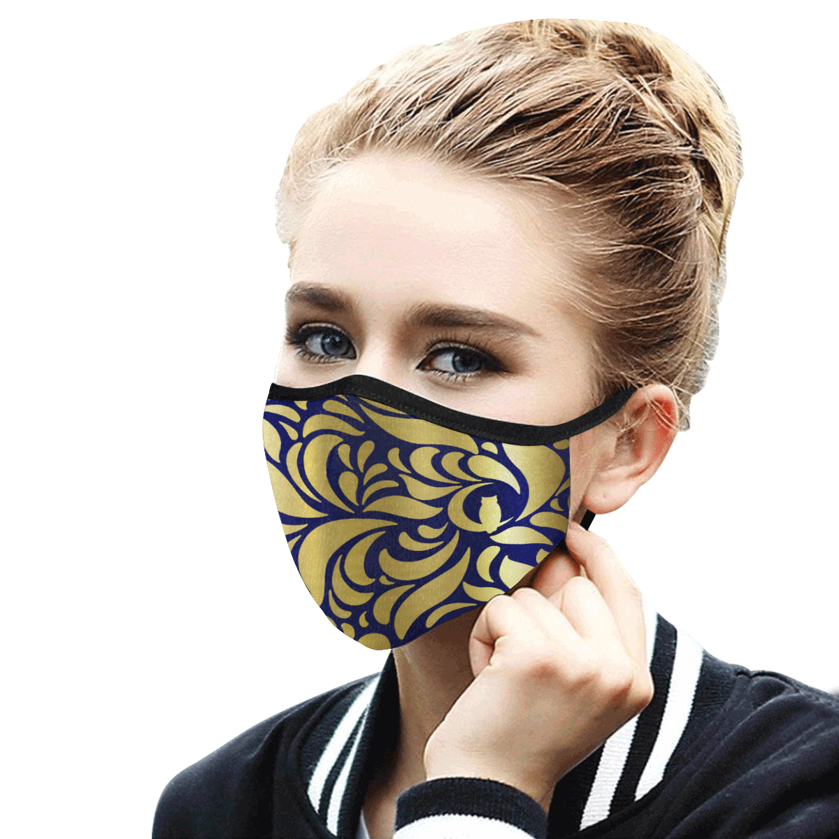 GORGIOUS BLUE LEAF Mouth Mask in One Piece (2 Filters Included)