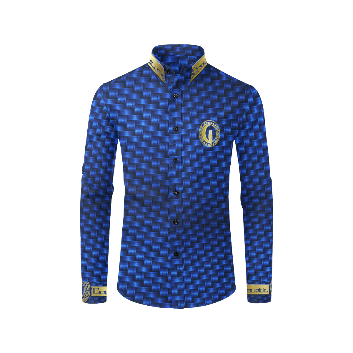 DELUXE BLUE Men's All Over Print Casual Dress Shirt