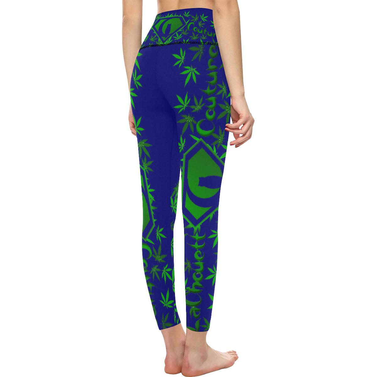 SUPER WEED BLU All Over Print High-Waisted Leggings (Model L36)