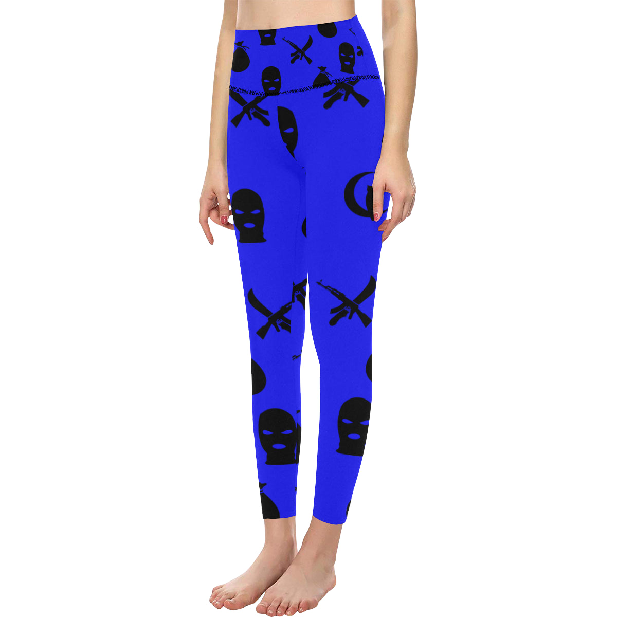 DRILLIN BLUE All Over Print High-Waisted Leggings