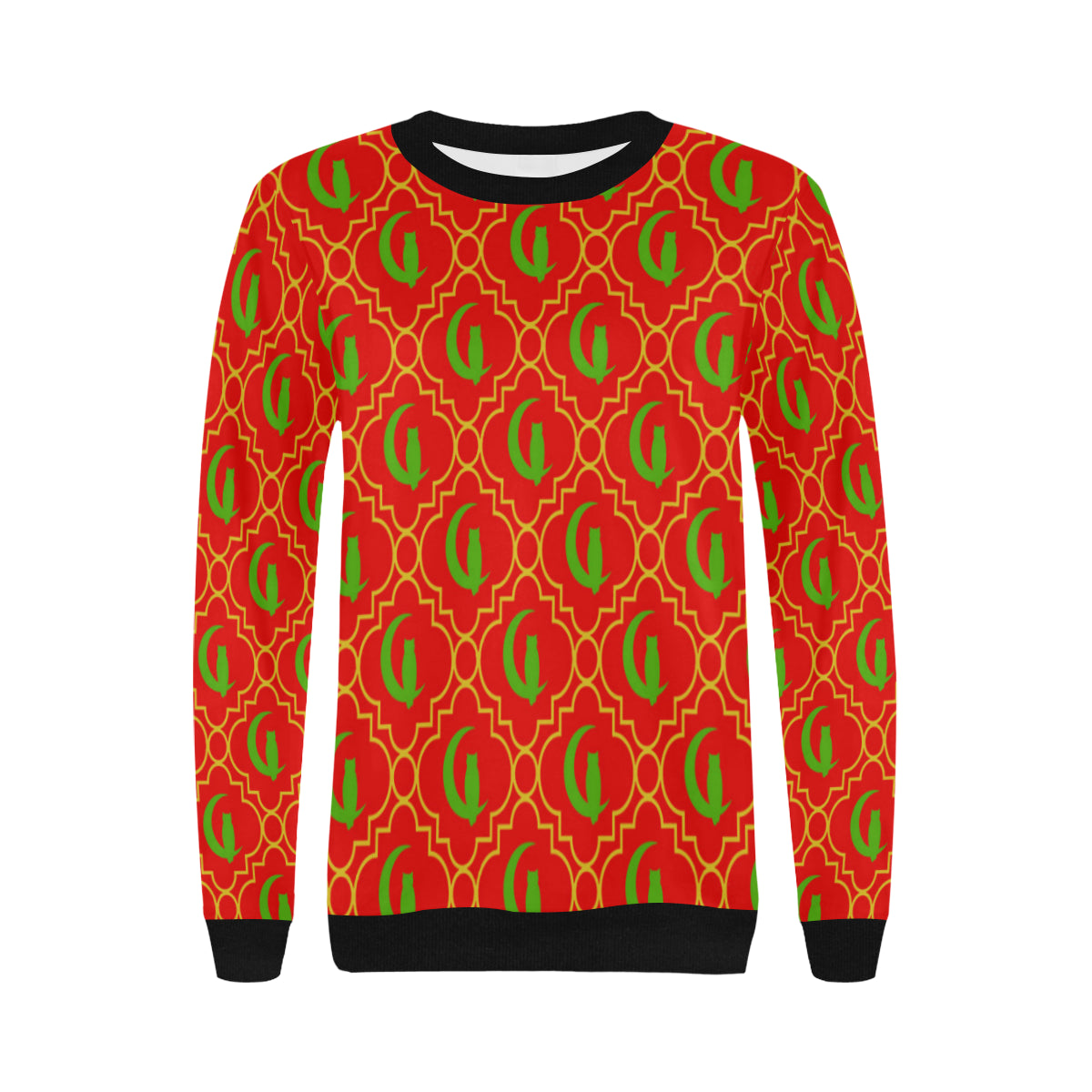 ELEGANCE RJV Women's Rib Cuff Crew Neck Sweatshirt (Model H34)