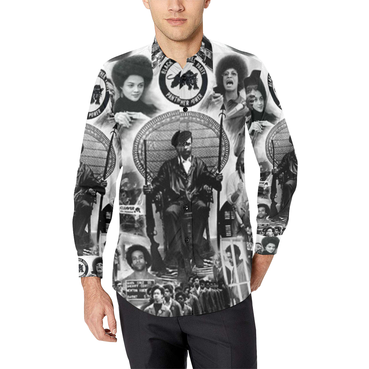 BLACK PANTHER PARTY Men's All Over Print Casual Dress Shirt
