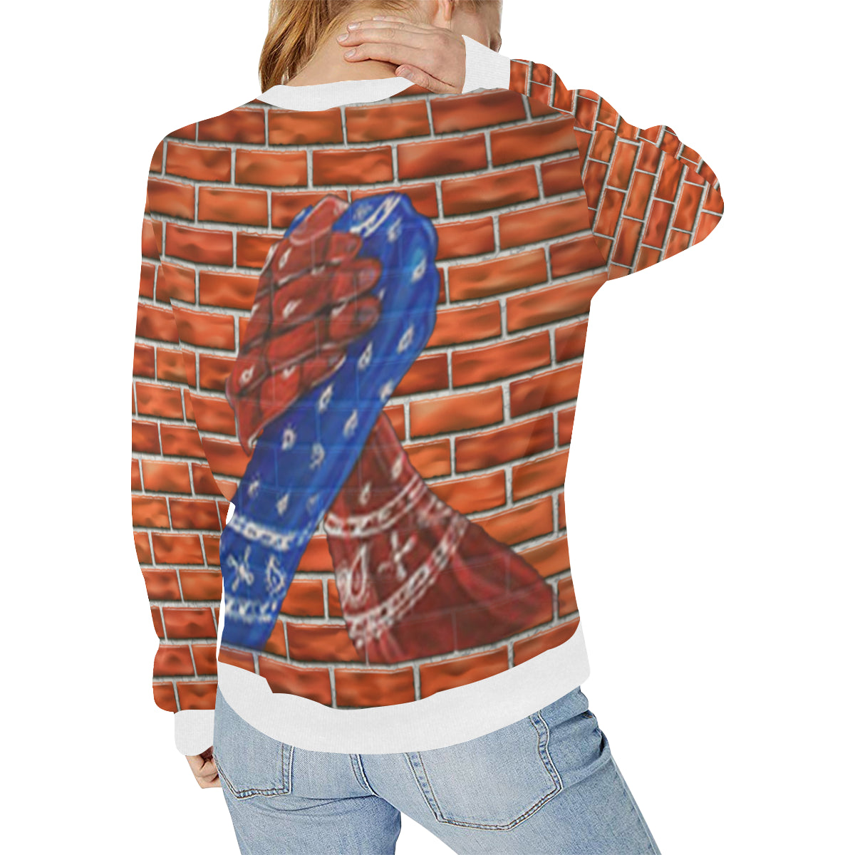 GANG MOST UNITED Women's Rib Cuff Crew Neck Sweatshirt (Model H34)