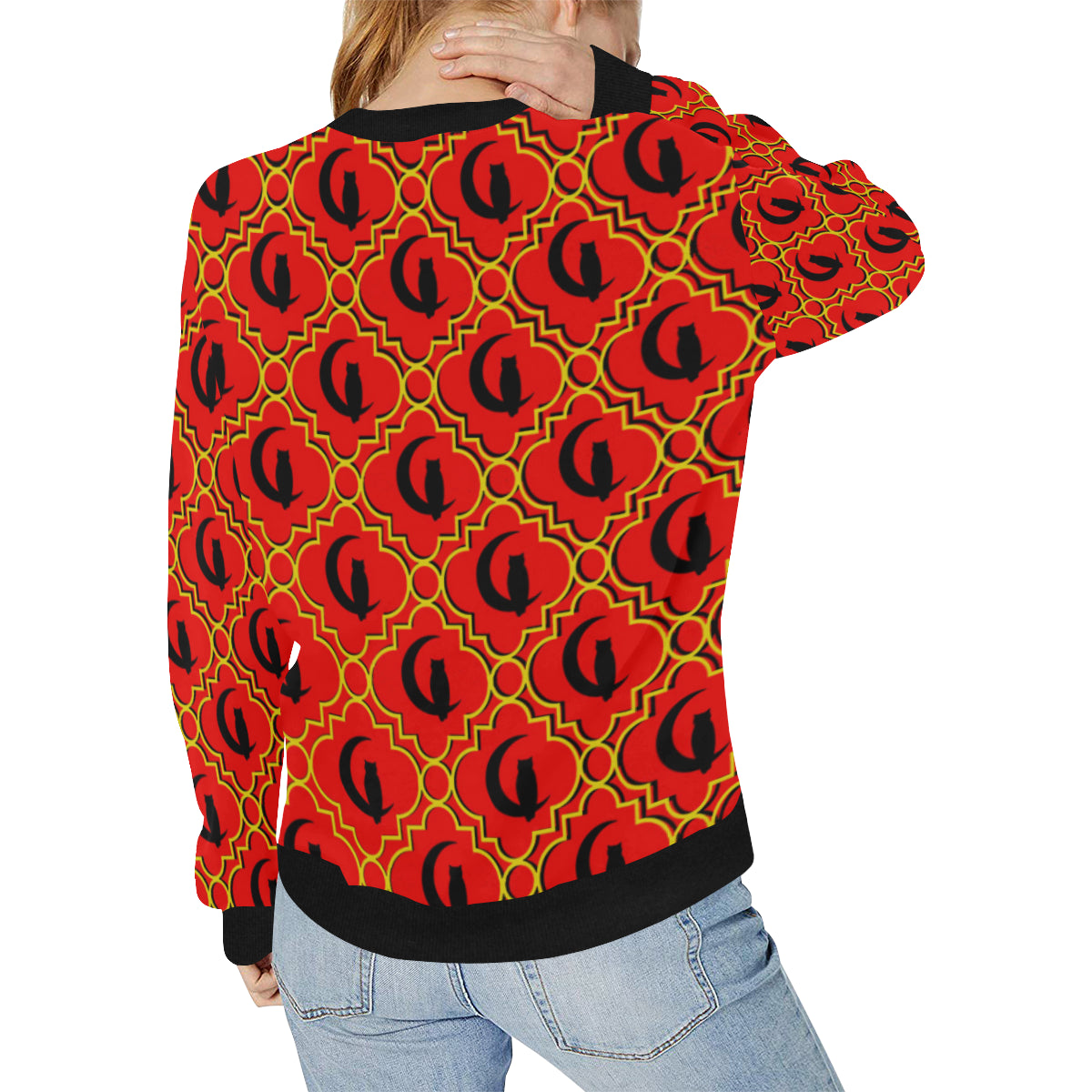 ELEGANCE RYB Women's Rib Cuff Crew Neck Sweatshirt (Model H34)