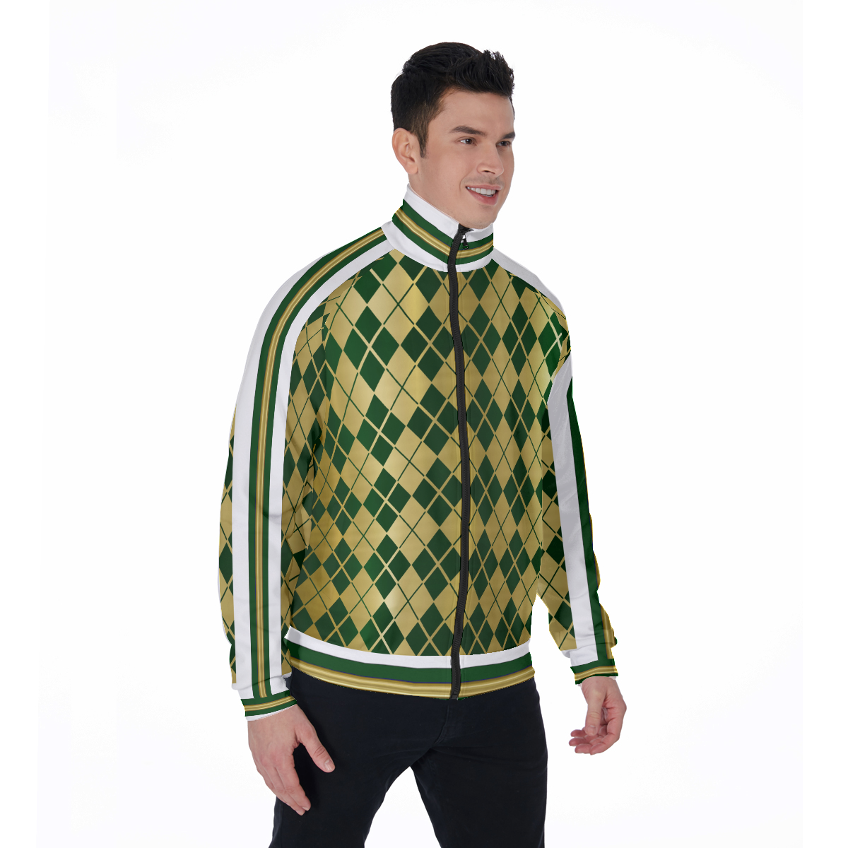 ARLEQUIN GREEN  Stand Collar Jacket