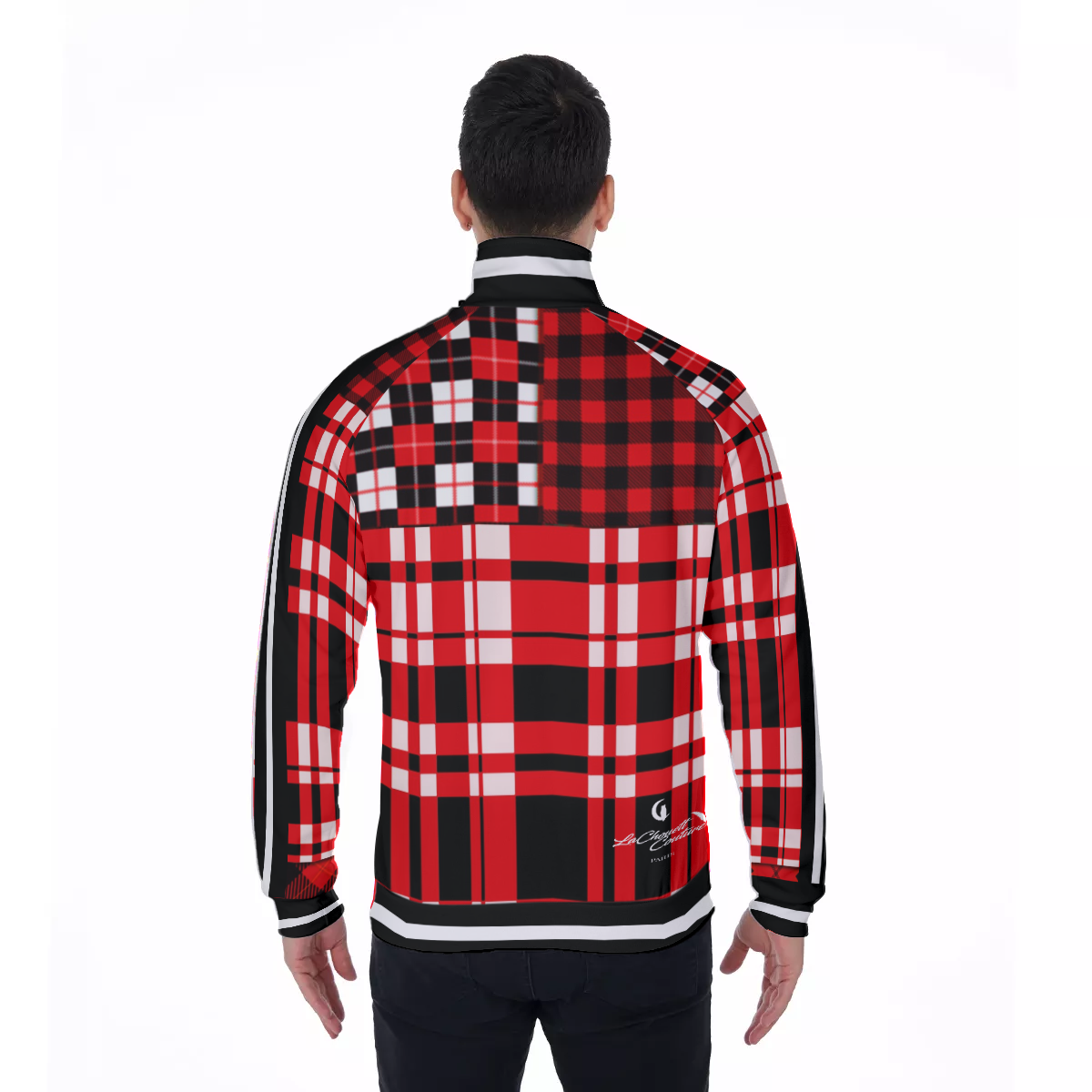 FLEXIN PLAID RED Men's Stand Collar Jacket
