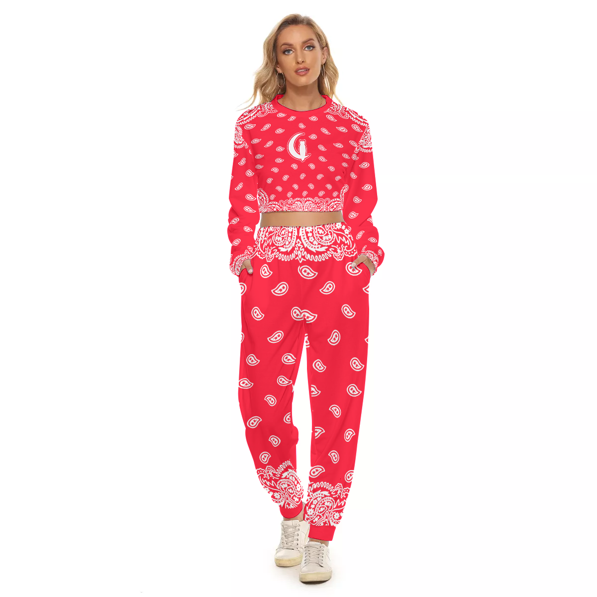 BANDANA FULLY PINKISH Women's Crop Sweatshirt Suit