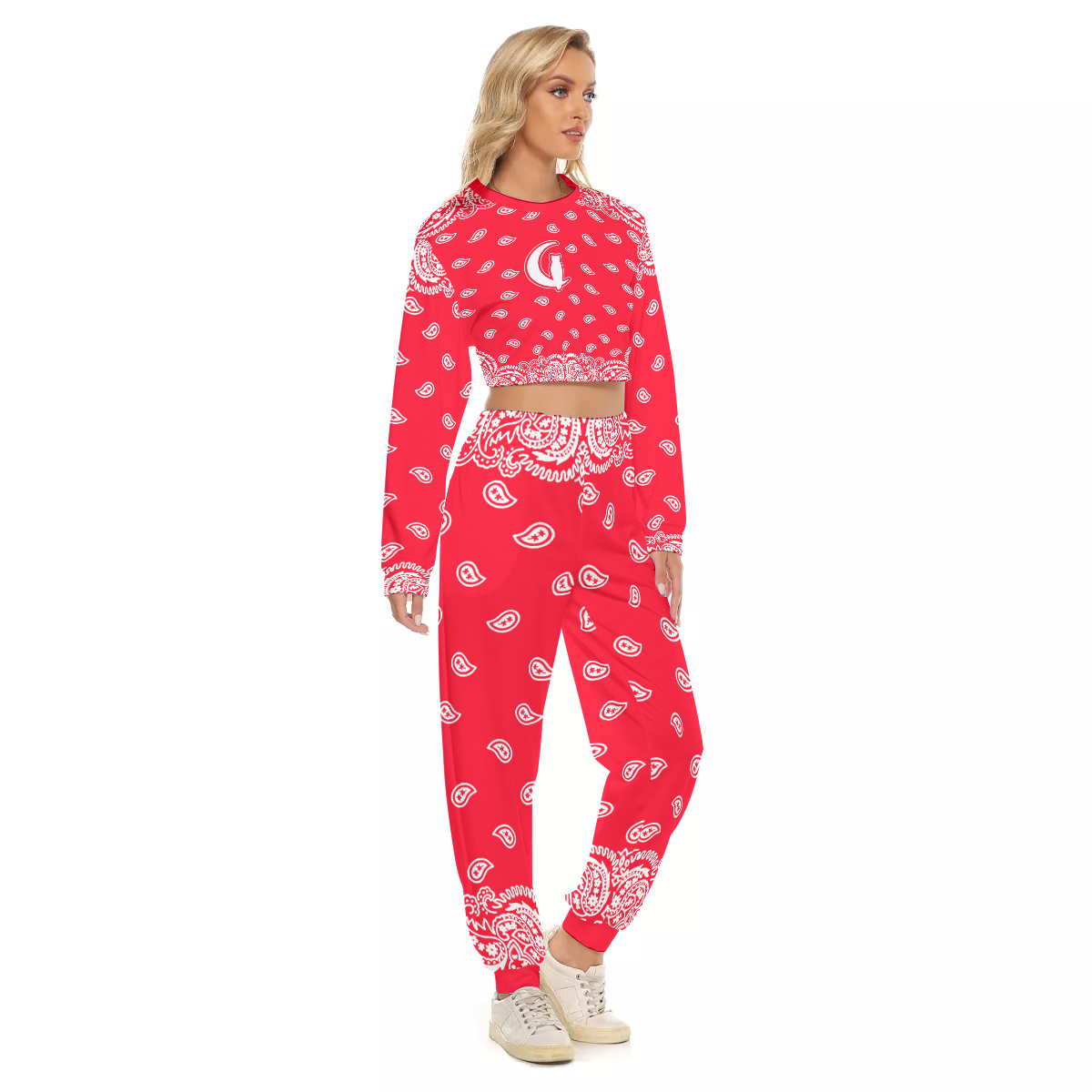 BANDANA FULLY PINKISH Women's Crop Sweatshirt Suit