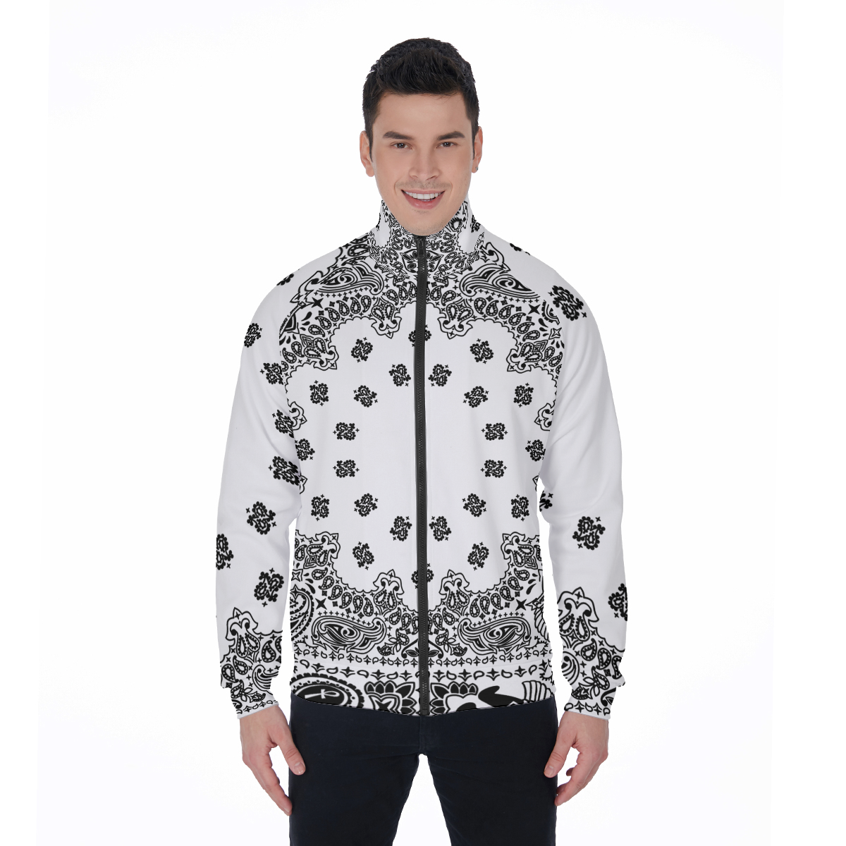 BANDANA WHT Stand Collar Jacket