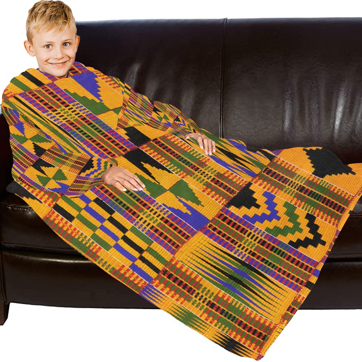 KENTE ATEF Blanket Robe with Sleeves for Kids