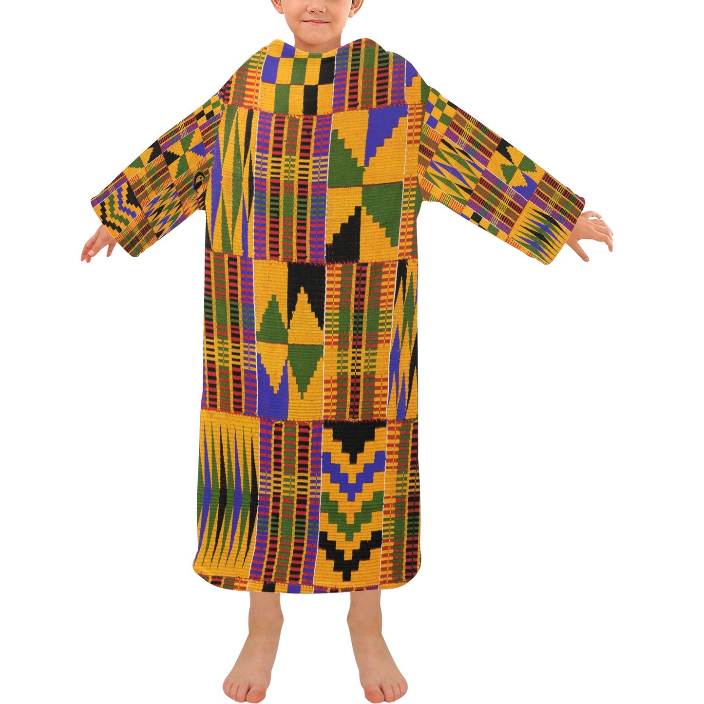 KENTE ATEF Blanket Robe with Sleeves for Kids