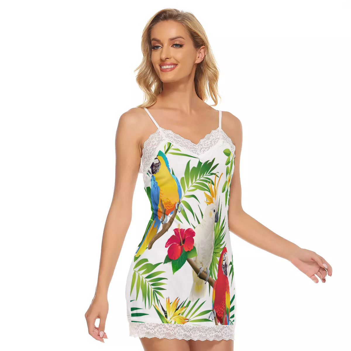 EXOTIC STYLE Women's Cami Dress With Lace Edge