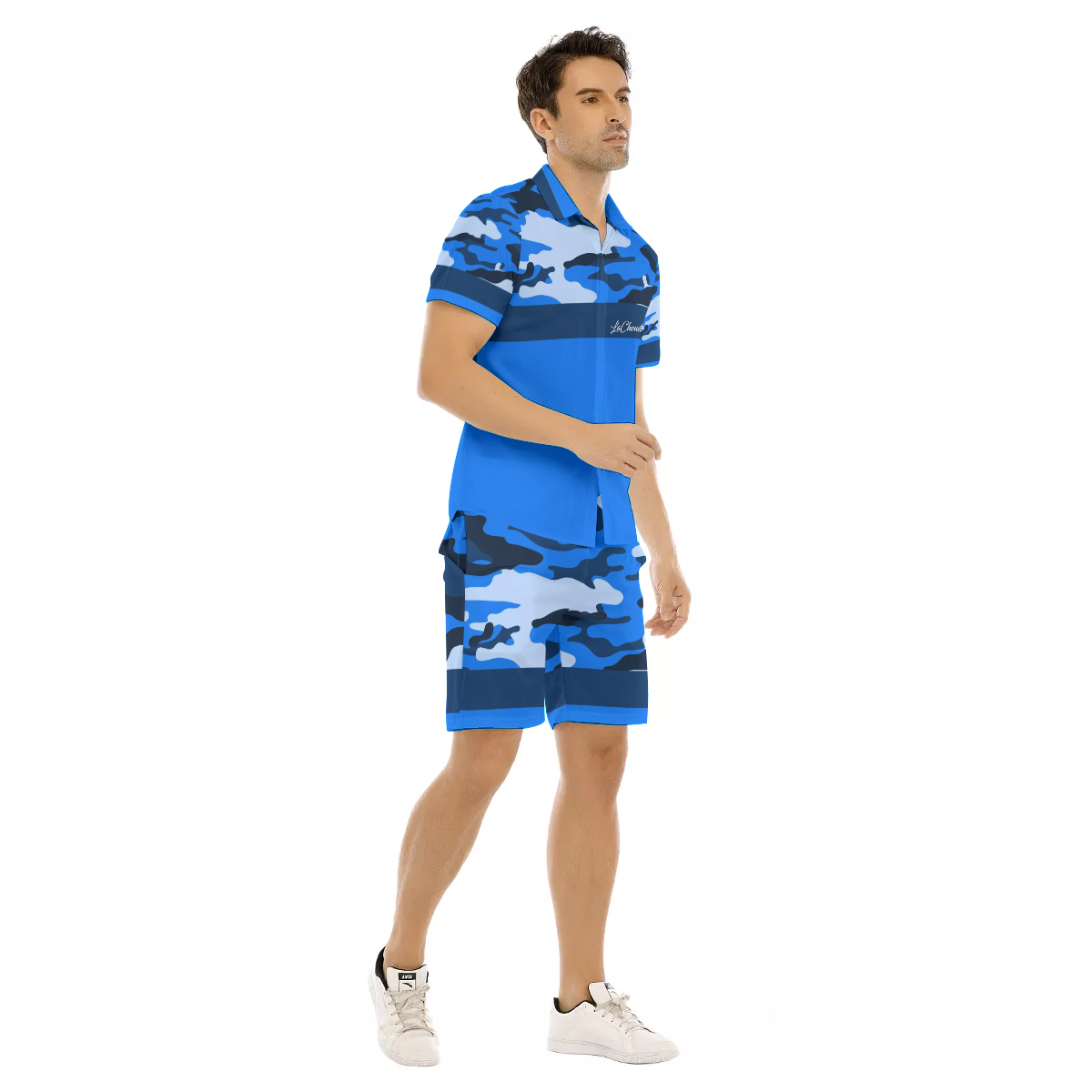 CAMOUFLAGE BLUE Men's Short Sleeve Shirt Sets