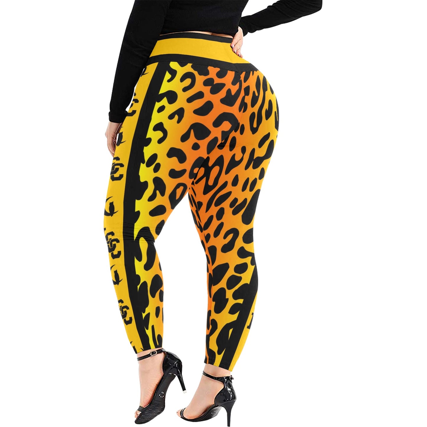 JAGUAR COLOR Plus Size High Waist Leggings (Model L45)