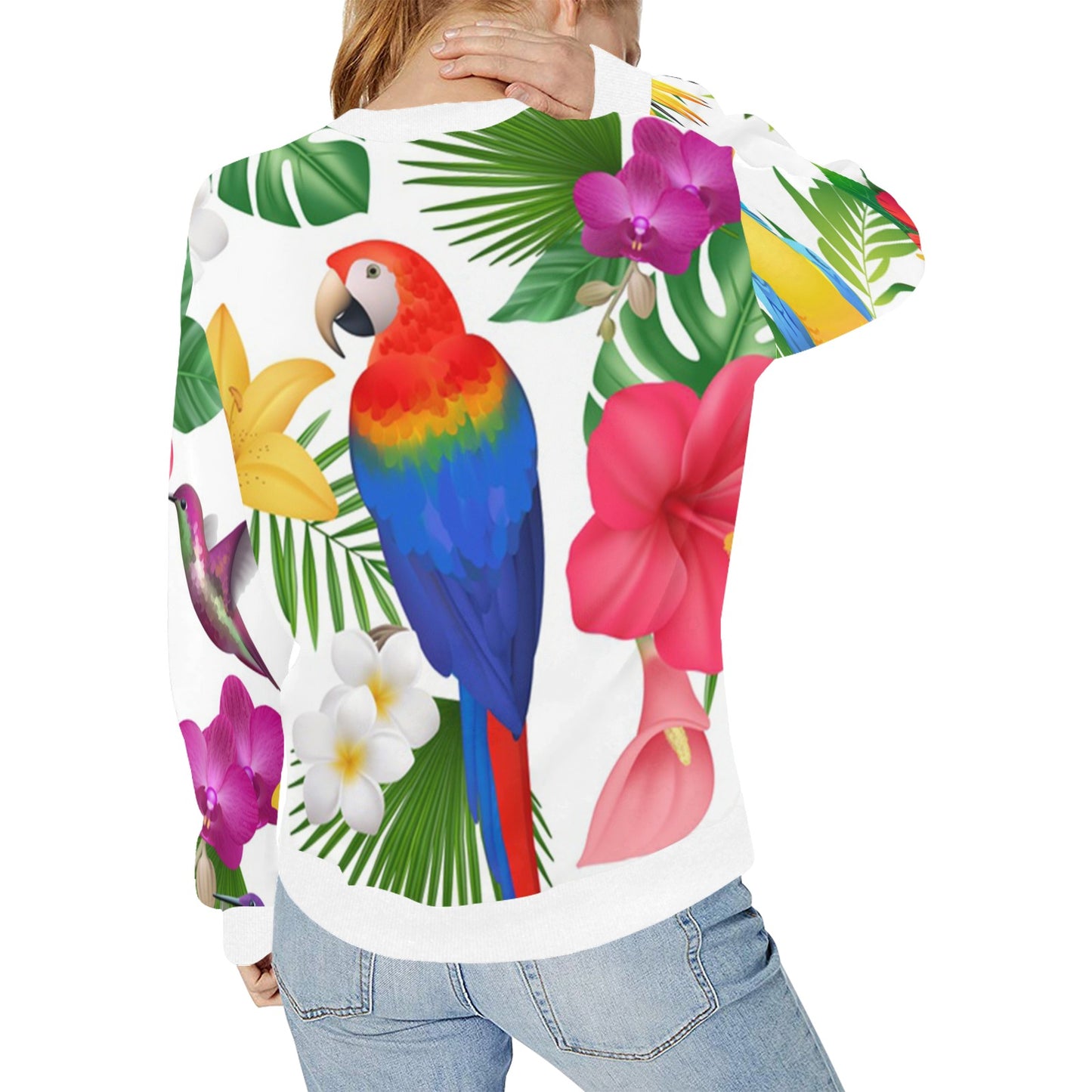 EXOTIC STYLE Women's Rib Cuff Crew Neck Sweatshirt