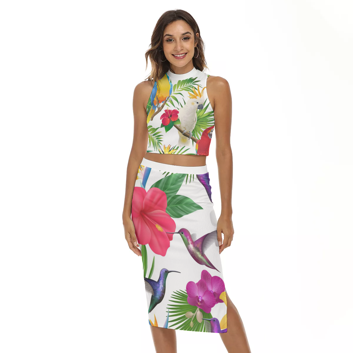 EXOTIC STYLE Women's Tank Top & Split High Skirt Set