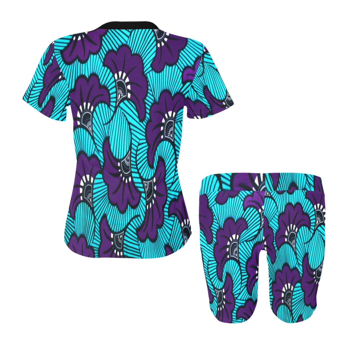 AFRICAN FLOWER PATTERN Women's Short Yoga Set