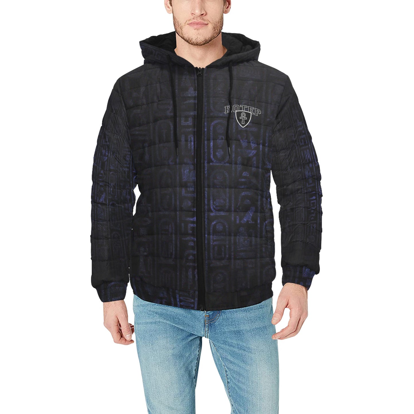 HOTEP ANKH PADDED HOODIE JACKET Men's Padded Hooded Jacket