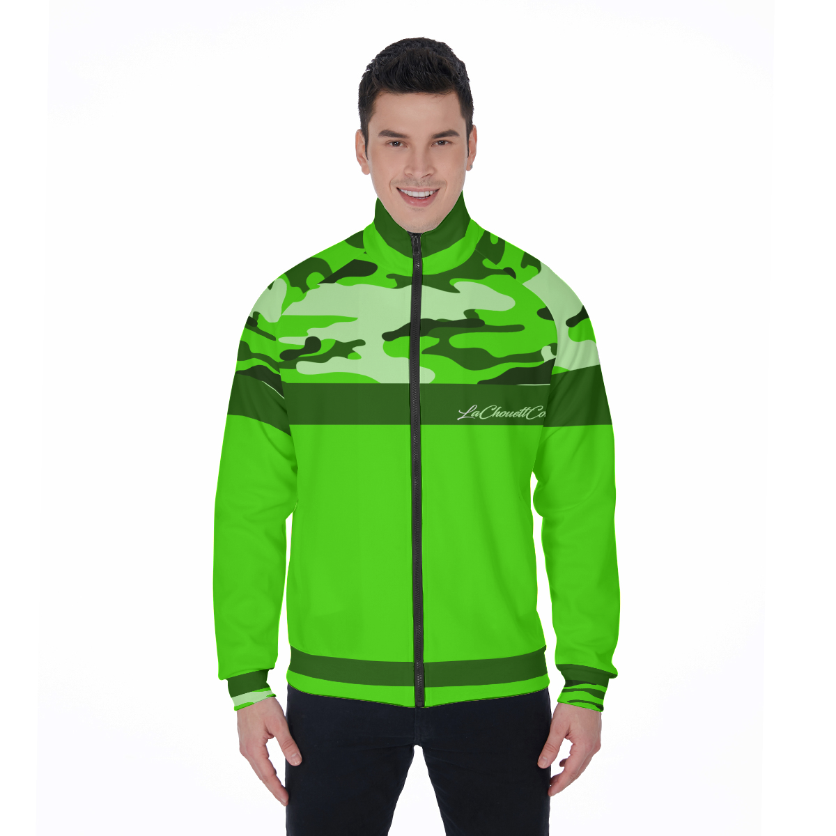 CAMOUFLAGE GREENFLUO Stand Collar Jacket