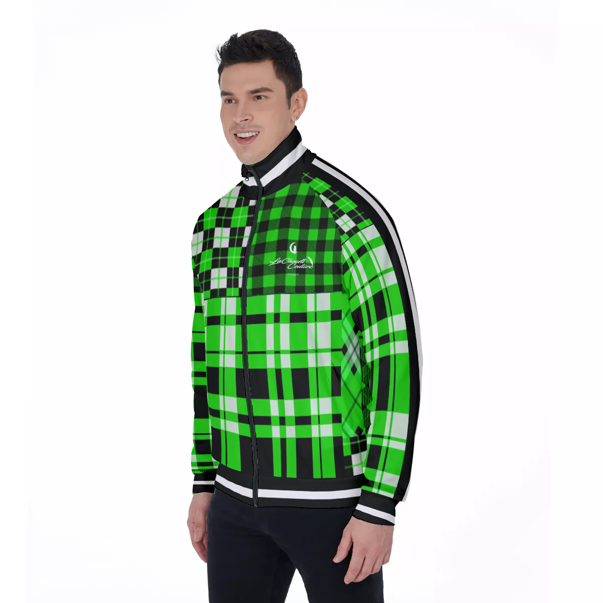 FLEXIN PLAID FLUO Men's Stand Collar Jacket