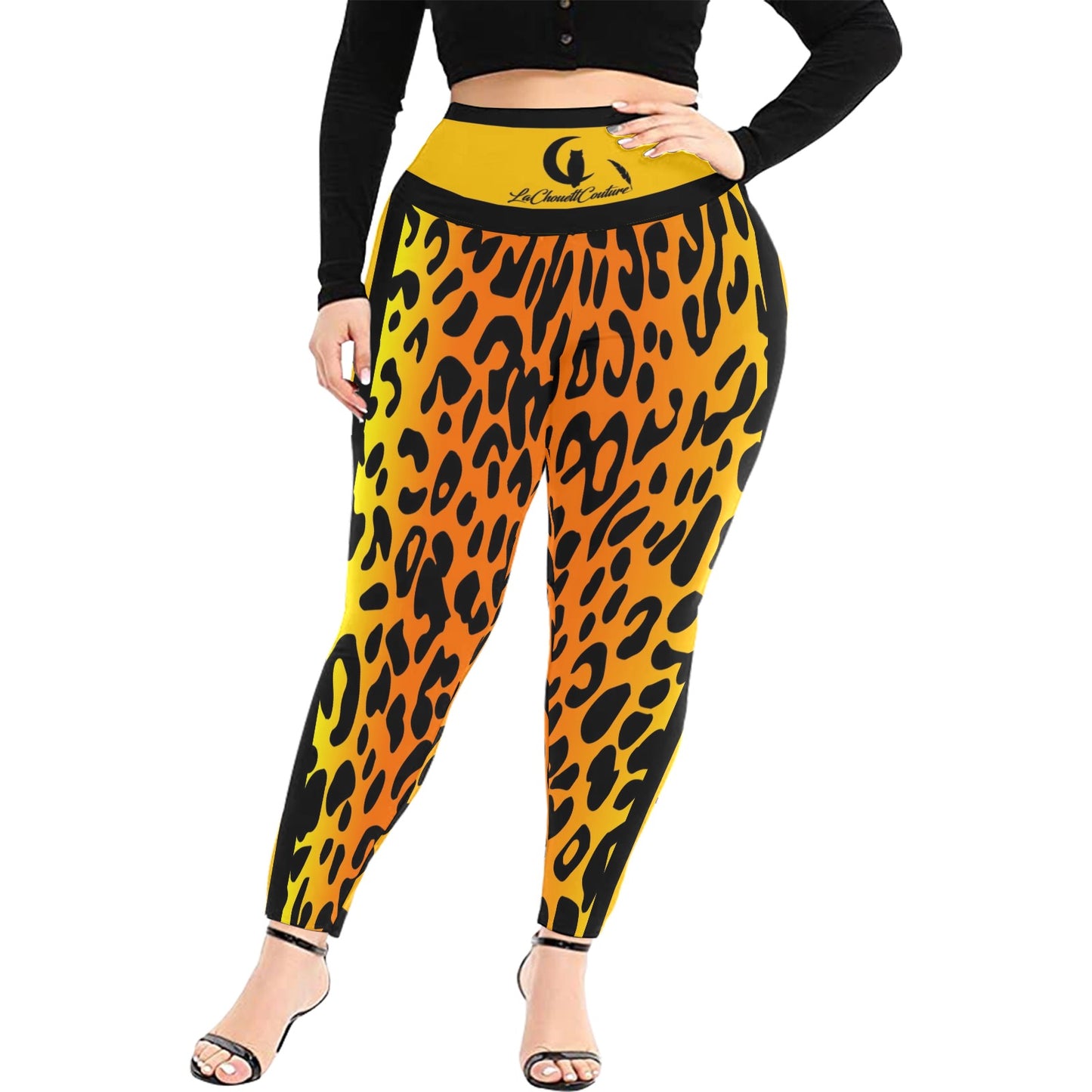 JAGUAR COLOR Plus Size High Waist Leggings (Model L45)
